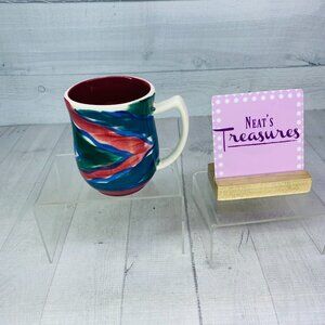 Gail Pittman FLAME Abstract Red Green Blue Wavy Line Band Ceramic 12 oz Cup Mug